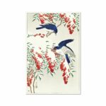 Flycatchers on a nandina bush by Ohara Koson Art Arts Vale 7